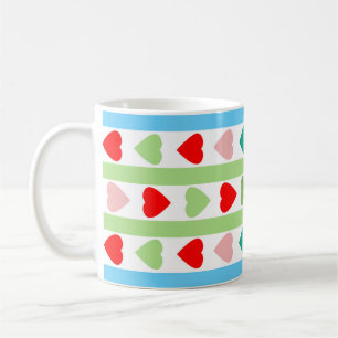 Striped pattern with hearts for Valentine's day Coffee Mug