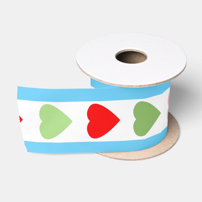 Striped pattern with hearts for Valentine's day  Satin Ribbon (Spool)