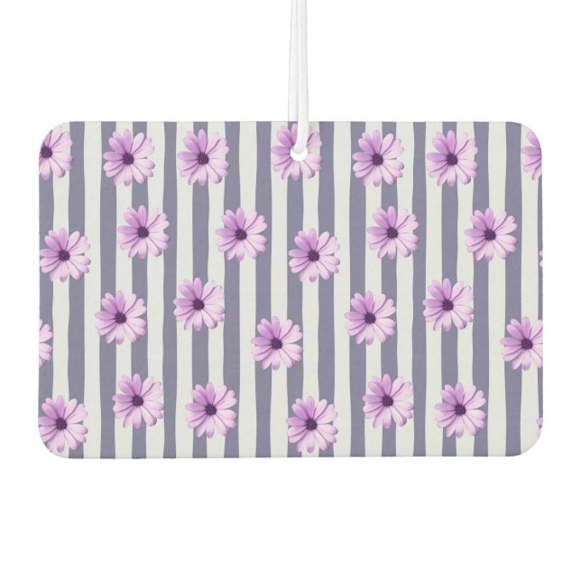 striped pattern with purple daisies air freshener (Front)