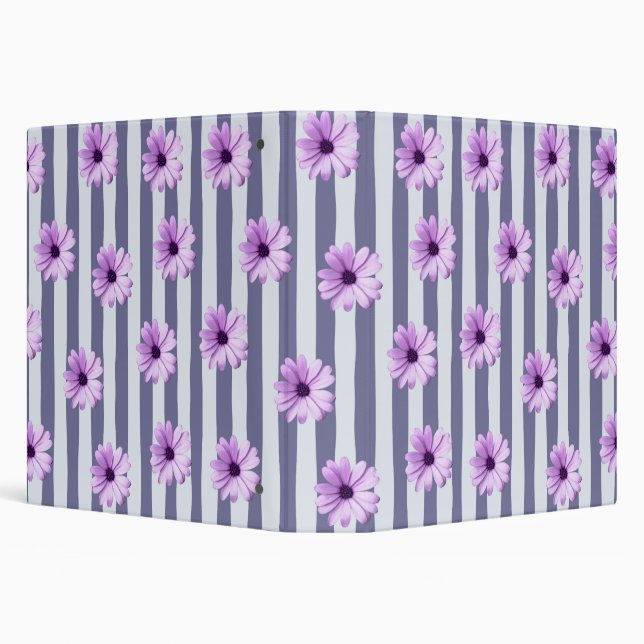 striped pattern with purple daisies binder (Background)
