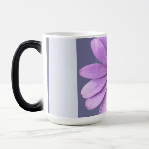 striped pattern with purple daisies magic mug