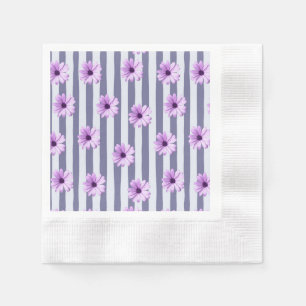 Striped Pattern with Purple Daisies Napkin