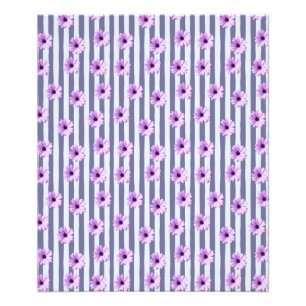 Striped Pattern with Purple Daisies Photo Print