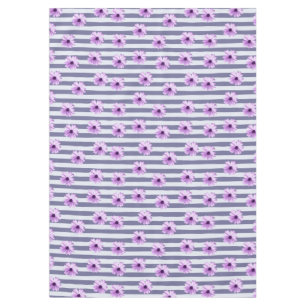 striped pattern with purple daisies tablecloth