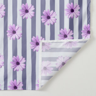 striped pattern with purple daisies tapestry