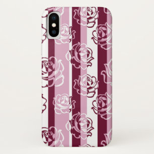 Striped pattern with roses Case-Mate iPhone case