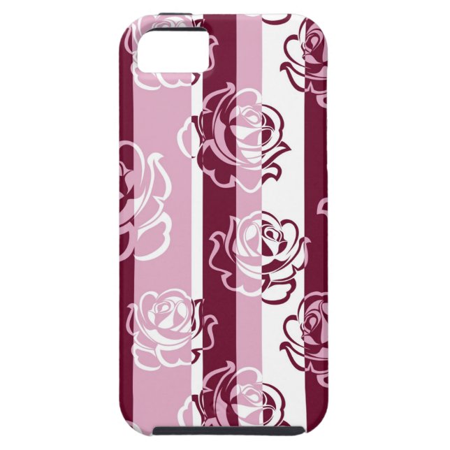 Striped pattern with roses Case-Mate iPhone case (Back)