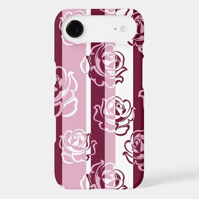 Striped pattern with roses Case-Mate iPhone case (Back)