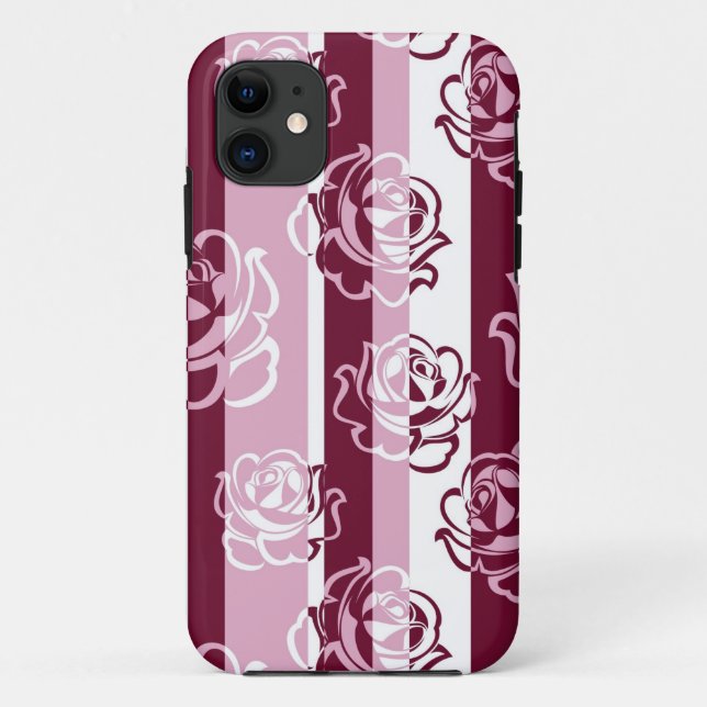 Striped pattern with roses Case-Mate iPhone case (Back)