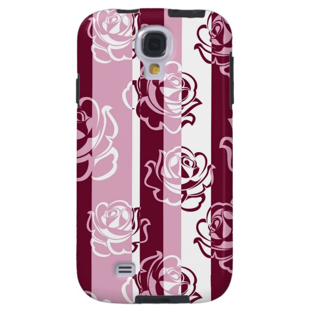 Striped pattern with roses Case-Mate samsung galaxy case (Back)