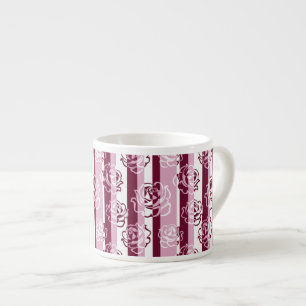 Striped pattern with roses espresso cup