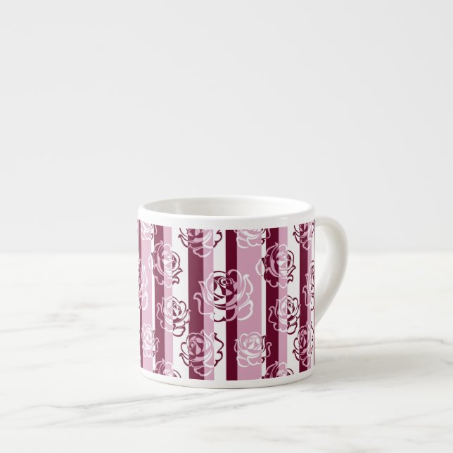 Striped pattern with roses espresso cup (Front Right)