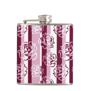 Striped pattern with roses hip flask
