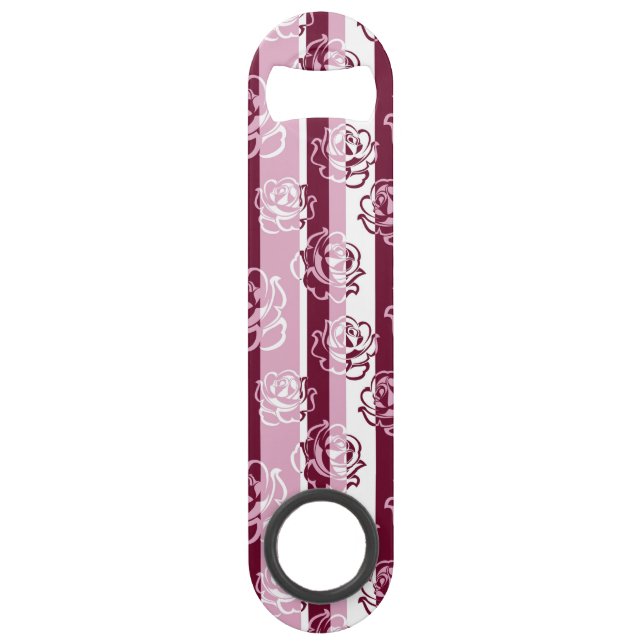 Striped pattern with roses speed bottle opener (Front)