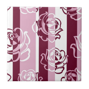 Striped pattern with roses tile
