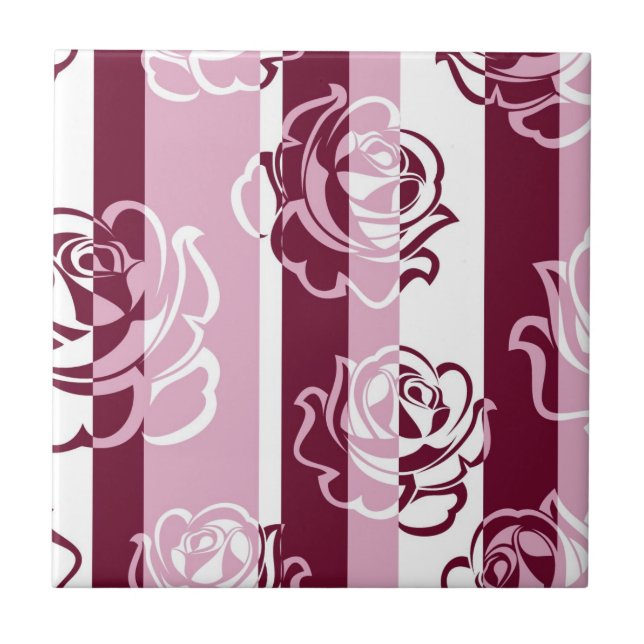 Striped pattern with roses tile (Front)