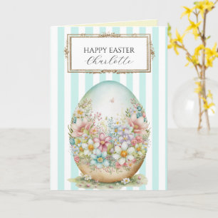 Striped Personalised Decorative Easter Egg  Card