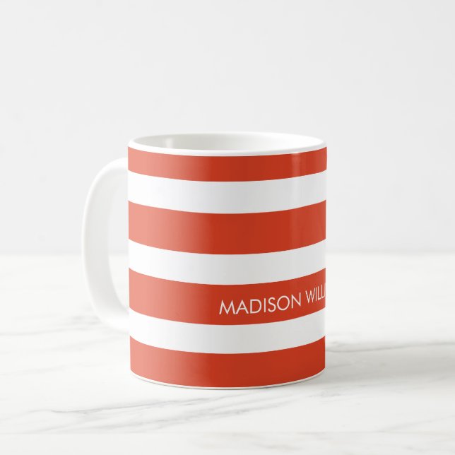 Striped Personalized Coffee Mug (Front Left)