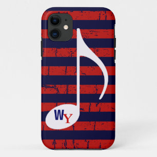 striped personalized music note iPhone 11 case