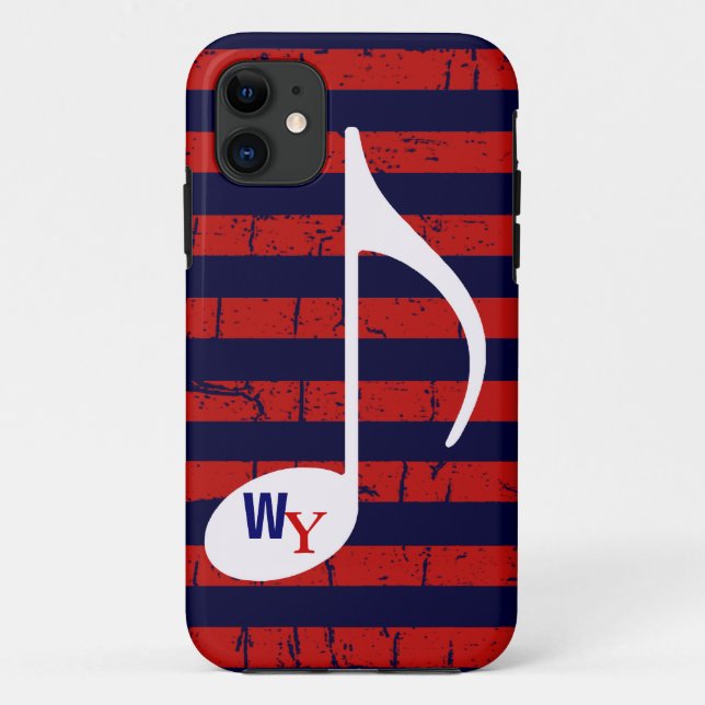 striped personalized music note Case-Mate iPhone case (Back)