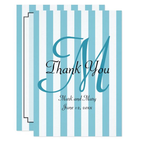 Striped Pick Any Colour Wedding Monogram Thank You Card