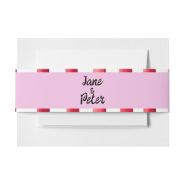 Striped Pink and Red Wedding  Invitation Belly Band