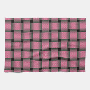 Striped Pink Basket Weave Kitchen Towel