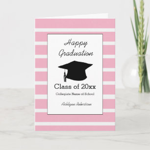 Striped Pink Class of 2026 Graduation Card