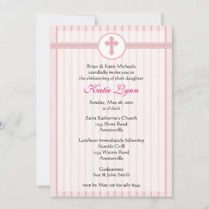 Striped Pink Cross Invitation