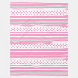 Striped pink pattern with stars fleece blanket
