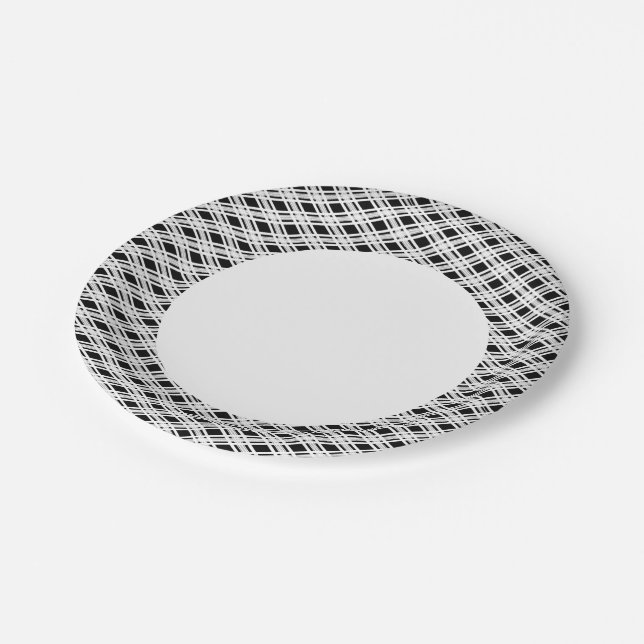 Striped Plaid Pattern Paper Plate (Angled)