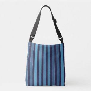 Striped plain pattern retro blue crossbody bag