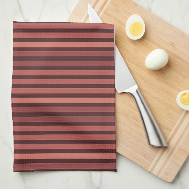 Striped plain pattern retro brown kitchen towel (Quarter Fold)