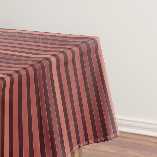 Striped plain pattern retro brown tablecloth (In Situ)