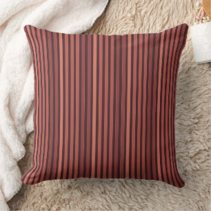 Striped plain pattern retro brown throw pillow