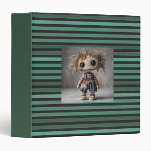 Striped plain pattern retro green binder