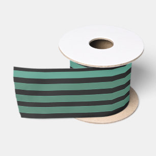 Striped plain pattern retro green satin ribbon