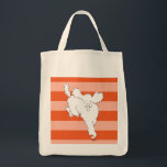 Striped Poodle Tote Bag<br><div class="desc">Fun! Fun! Fun! This poodle is headed straight for you. He's full of life and quite great on a striped  orange background.</div>