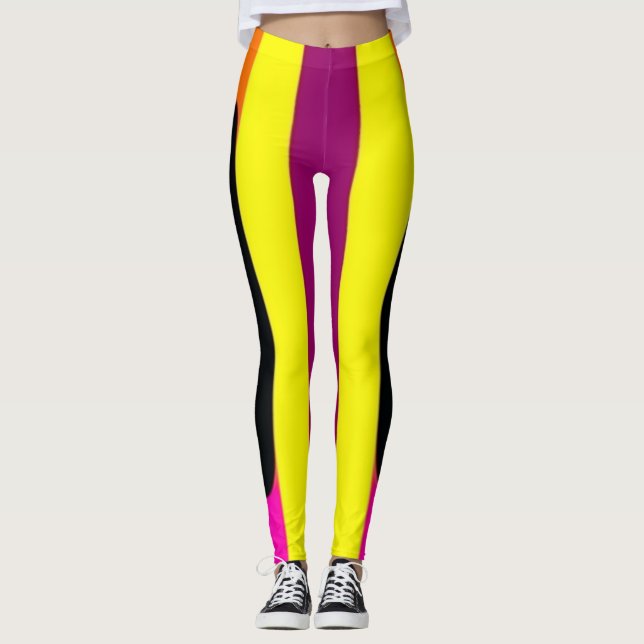 Striped Pop Art  Leggings (Front)