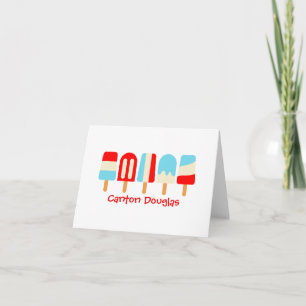 Striped Popsicles Personalized Folded Note Cards
