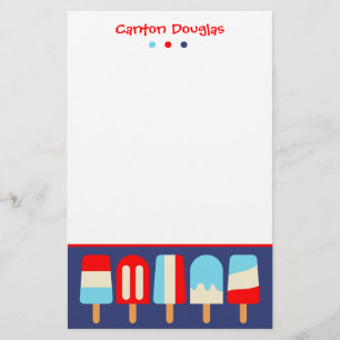 Striped Popsicles Personalized Stationery