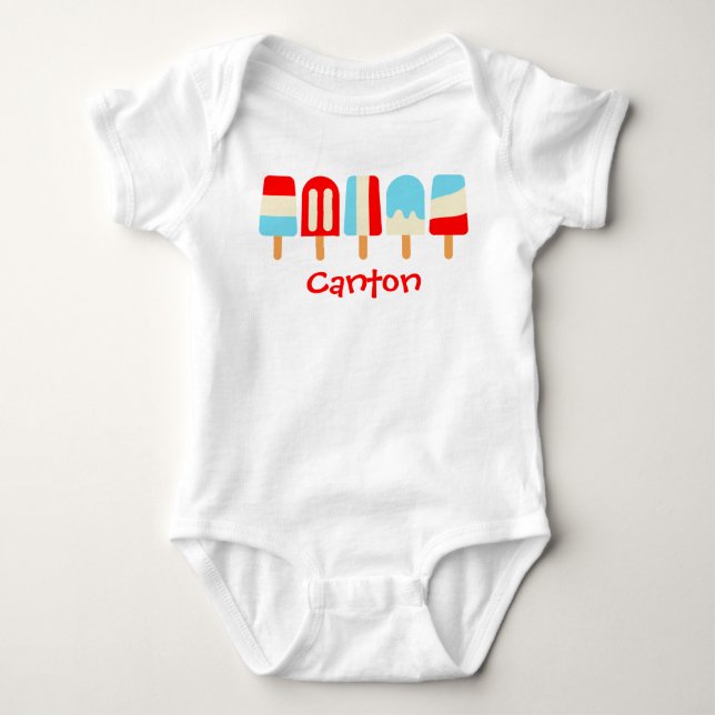 Striped Popsicles Personalized T-shirt Bodysuit (Front)