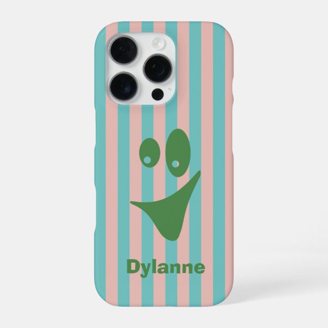Striped Quirky Funny Face iPhone Case (Back)
