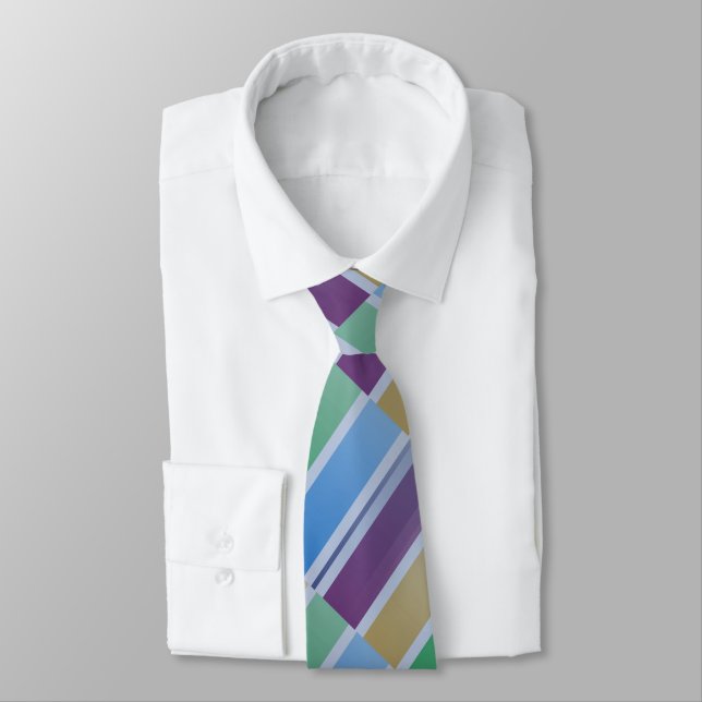 Striped Rainbow Coloured Tie (Tied)