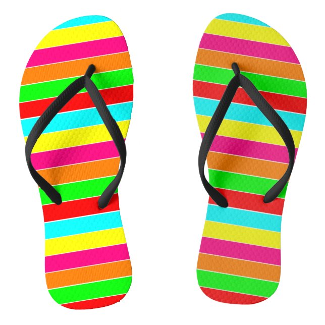 "Striped Rainbow"  Flip Flops (Footbed)