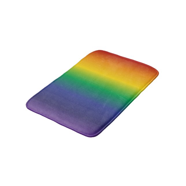 Striped Rainbow Gradient Bath Mat (Angled)