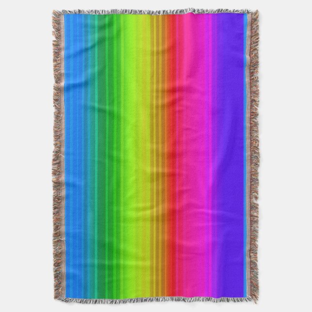 Striped rainbow throw blanket (Front Vertical)