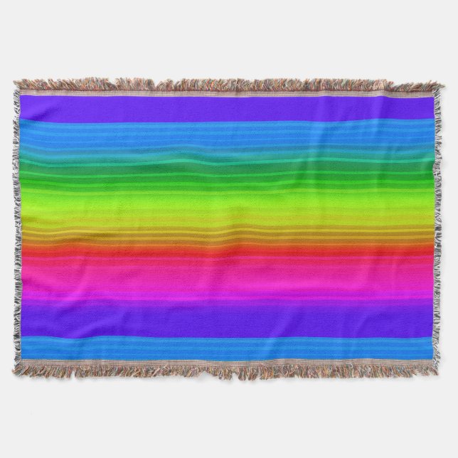 Striped rainbow throw blanket (Front)