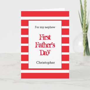 Striped Red 1st Father's Day Nephew Card