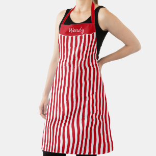 Striped Red and White Pattern Apron